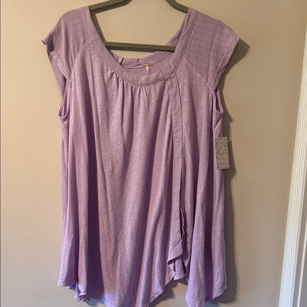 Free People Lavender Cap-Sleeve Swing Tunic